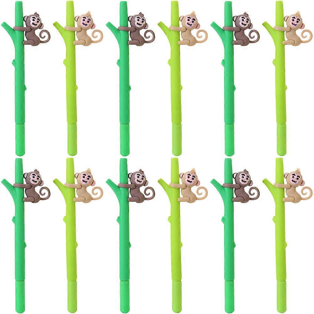 12pcs Cute Monkey Design Pens, Refillable Writing Pens for School, Office and Home, Smooth Writing, Portable for Signature Use