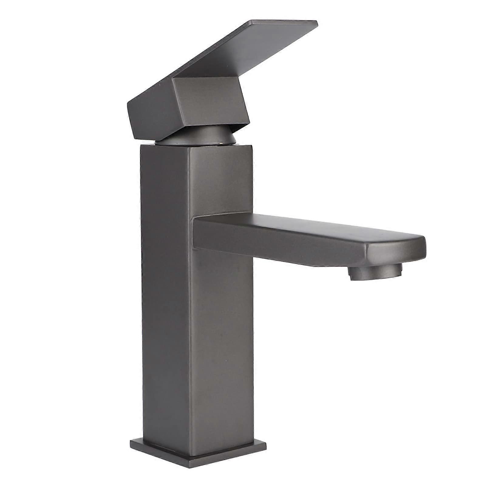 304 Stainless Steel Matte Basin Faucet, Adjustable Hot and Cold Bathroom Tap for Single Hole Sink with Soft Water Technology, Rectangular Design