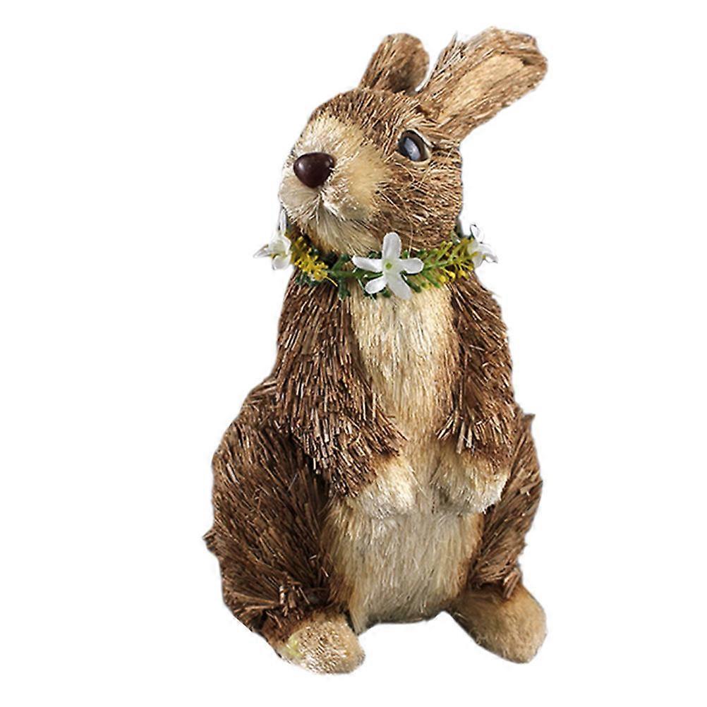 Straw Woven Rabbit Handmade Adornment for Home Decor Bunny Shape 21x15cm 1Pc