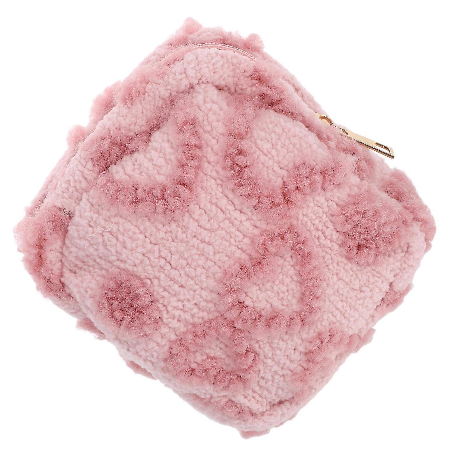 Adorable Soft Fuzzy Cosmetic Organizer Mini Purse Coin Wallet Plush Pouch for Women Essentials