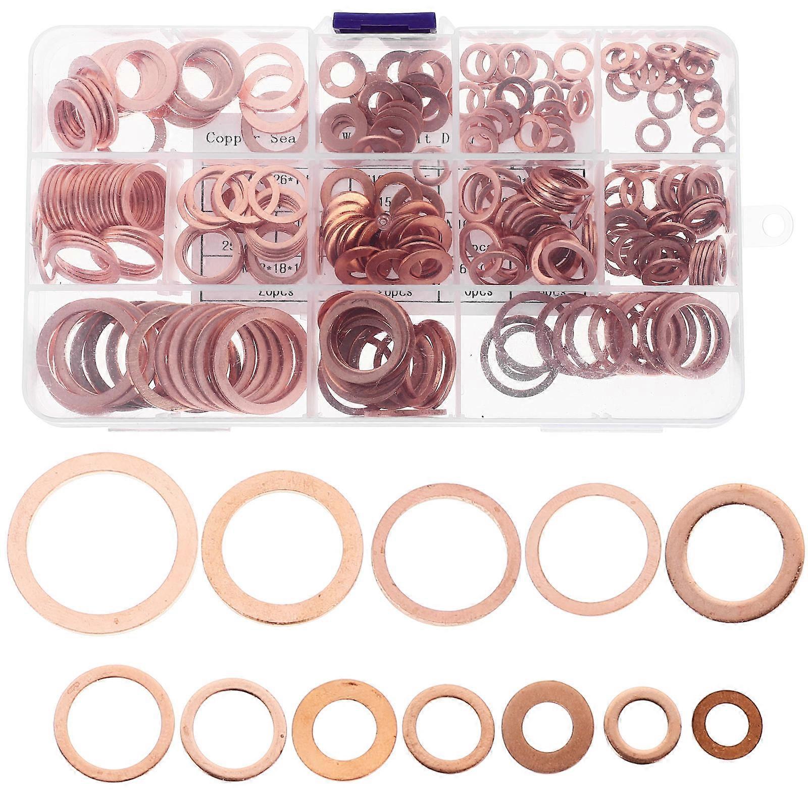 Copper Washer Kit Assorted Sizes For Plumbers Automotive Fluid Compatibility 280Pcs