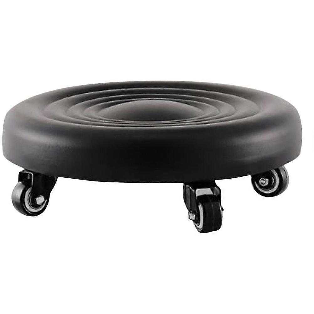 Black Rotatable PU Footstool with Stainless Steel Wheels for Outdoor Use 360-Degree Swivel