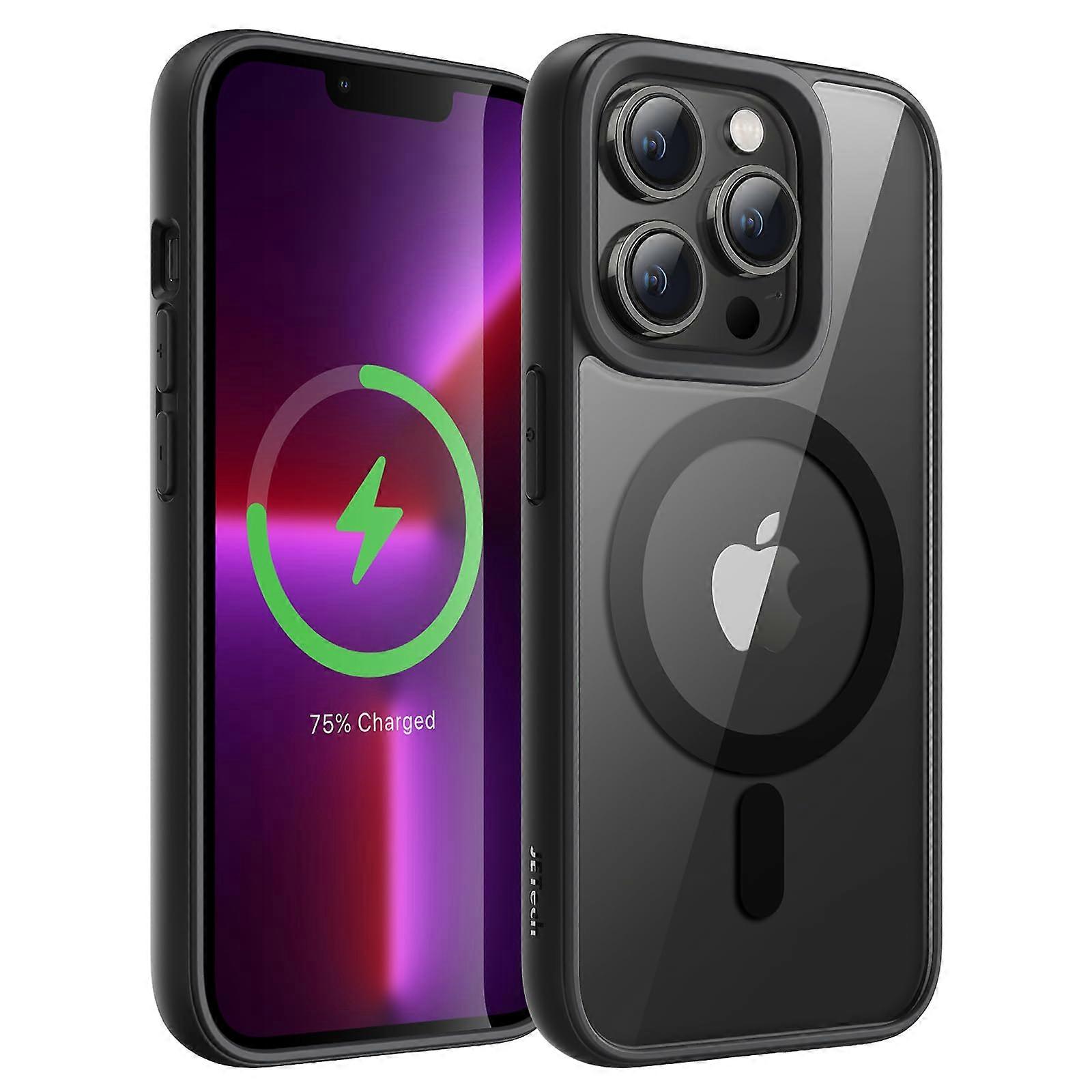 Magnetic Case for iPhone 13 Pro 6.1 Inch, MagSafe Compatible, Shockproof TPU Bumper, Matte Black Anti-Scratch Back