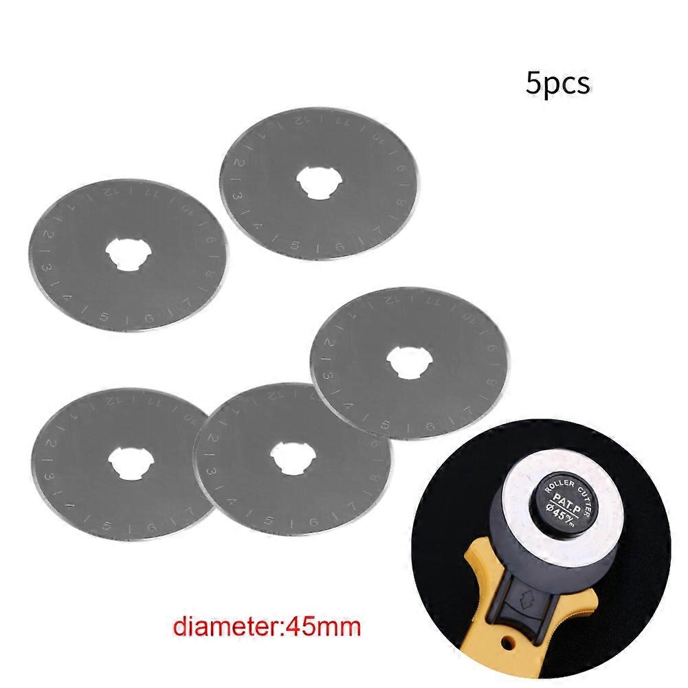 5Pcs 45mm Rotary Knife Blade Set Blade Replacement Leather Material Cutter Round Quilting Tools Universal with Case