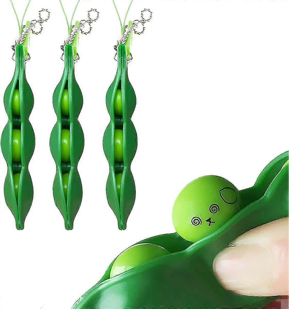 Edamame, Pea, and Soybean Keychains, Repeatedly Squeezable, Anxiety Relief, Easy to Carry