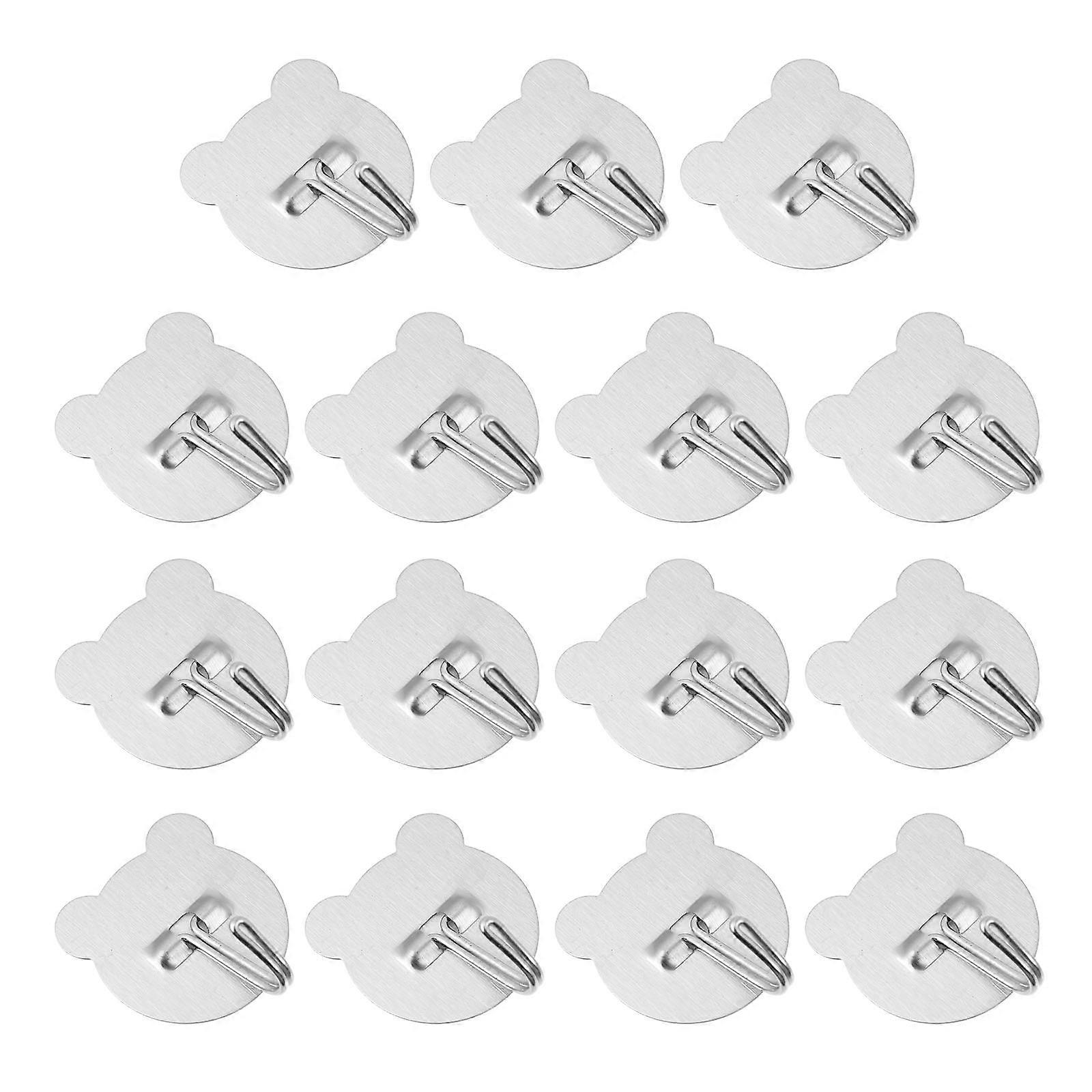 15Pcs Adhesive Wall Hooks Bear Shape For Renters 4.5X4.5CM Indoor Use No Hole Required
