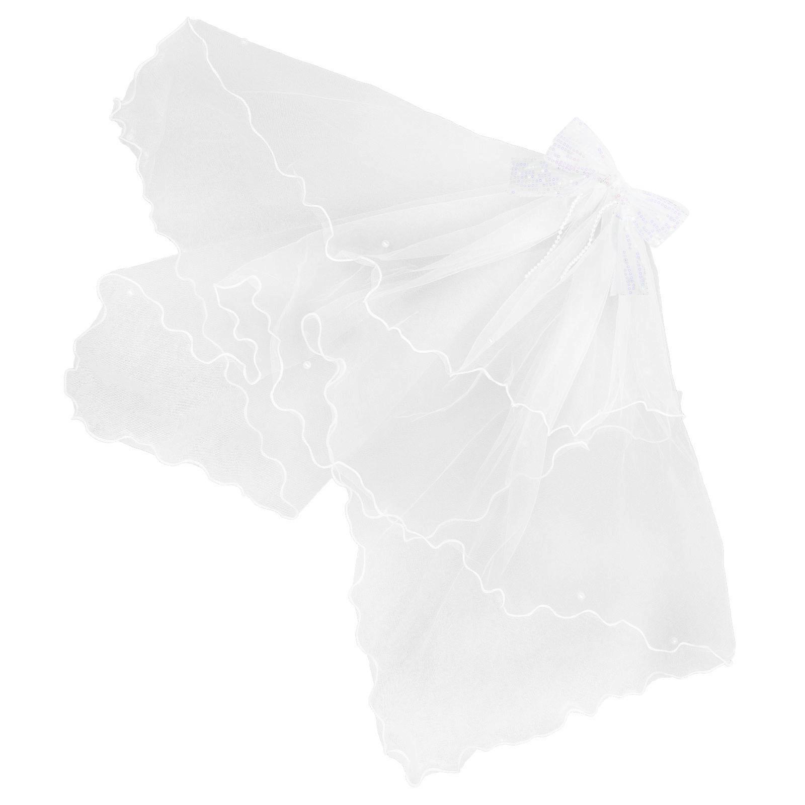 Bridal Veil Hair Clip with Bow Soft, Sparkling Embroidery for Weddings, Bachelorette Parties, and Carnival Events Comfortable and Durable Design