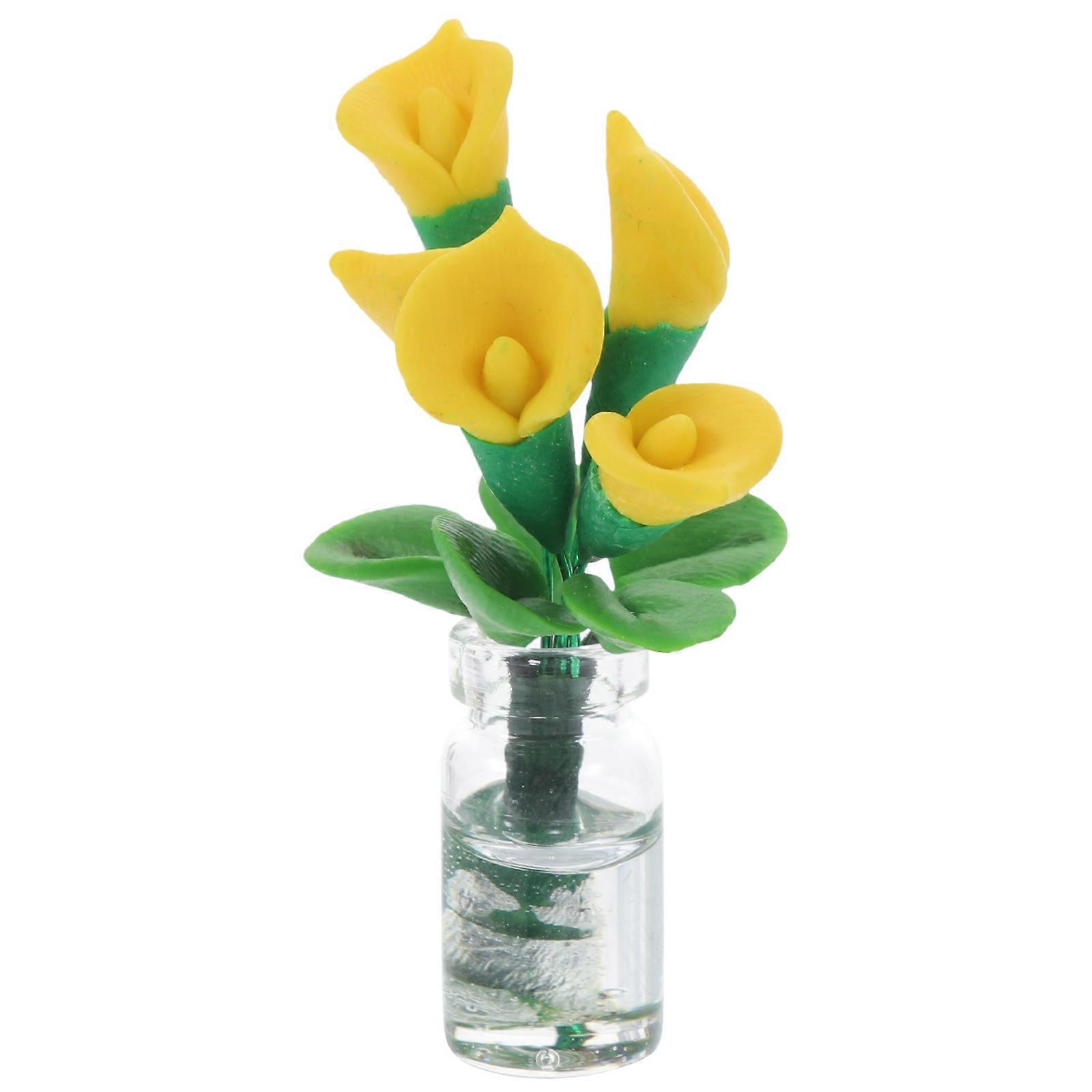 Realistic Miniature Bonsai Tiny Flower Glass Bottle Home Decor Perfect For Doll House 1 Set