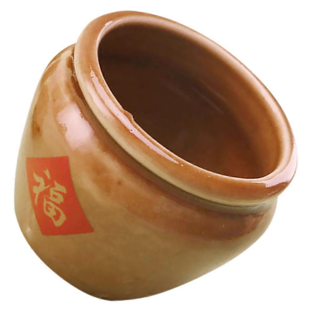 Ceramic Mini Water Tank Home Decoration Round Shape Light Brown Decor 1Pcs