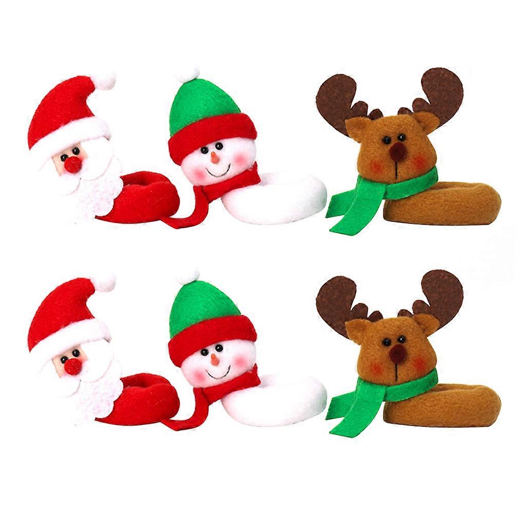 Multi Color Festive Drinking Cup Identifiers For Dinners 6Pcs Elk Snowman And Santa Claus Designs