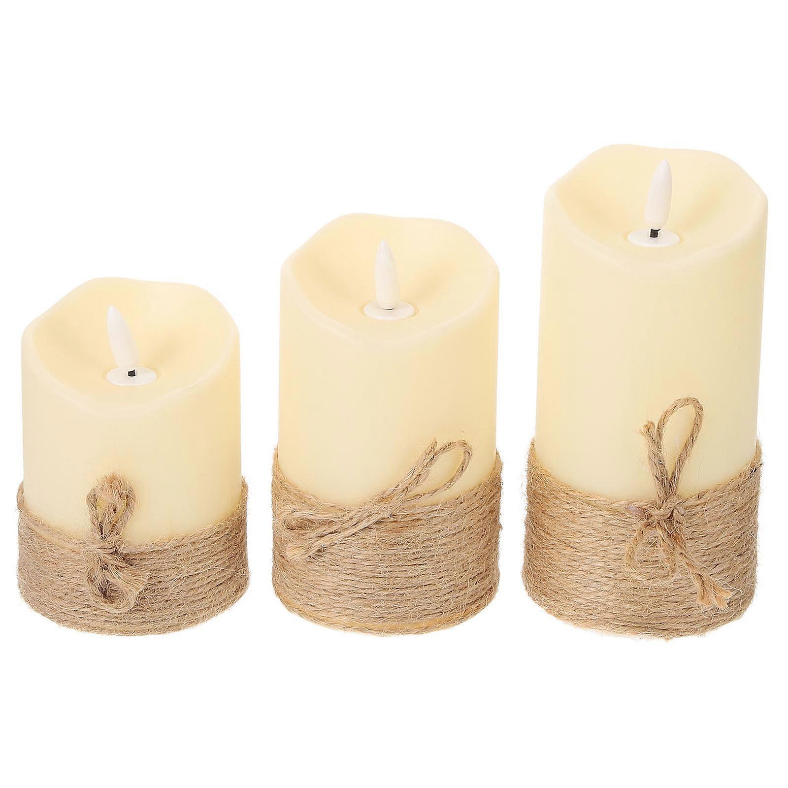 Durable Blue LED Flameless Candle Lights for Safe Decoration with Paraffin Wax and ABS 3Pcs