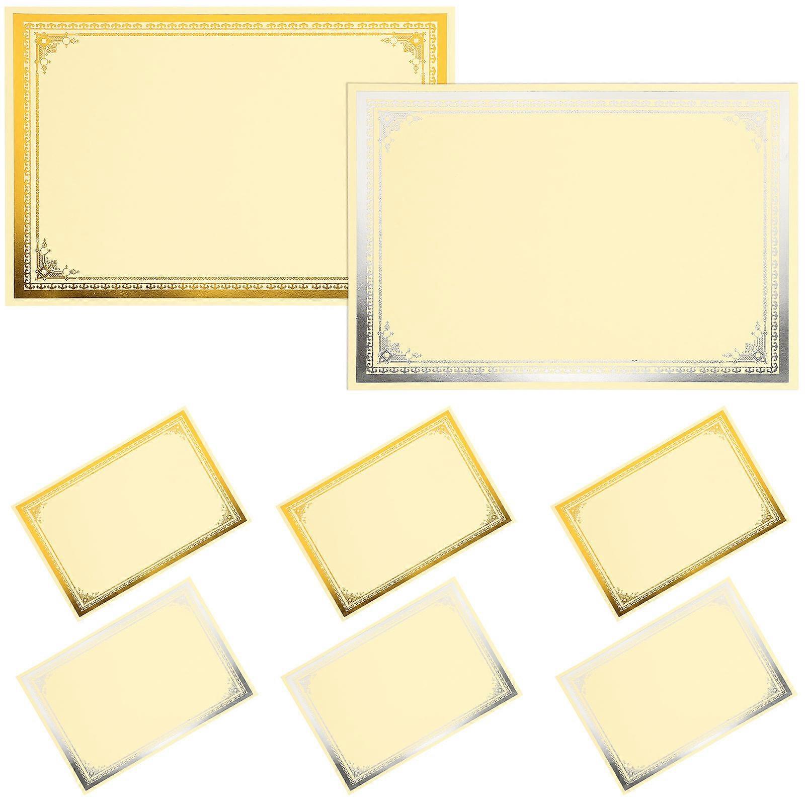 Printable Honor Certificate Paper Blank Diploma Sheets with Metallic Silver & Gold Foil Borders for School Awards & Recognition (8 Sheets)