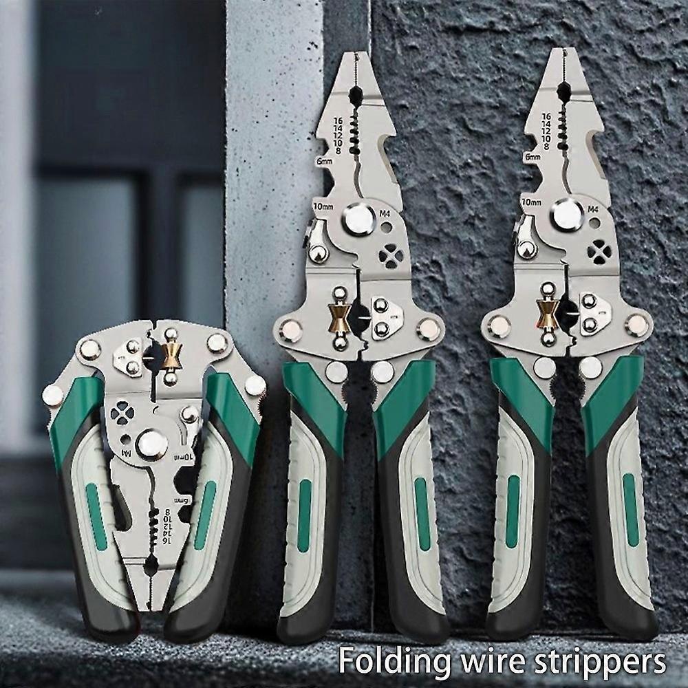 Foldable Wire Stripper, Pulley Design Multifunction Electrician Wire Splitter Wire Winding Pliers Press
