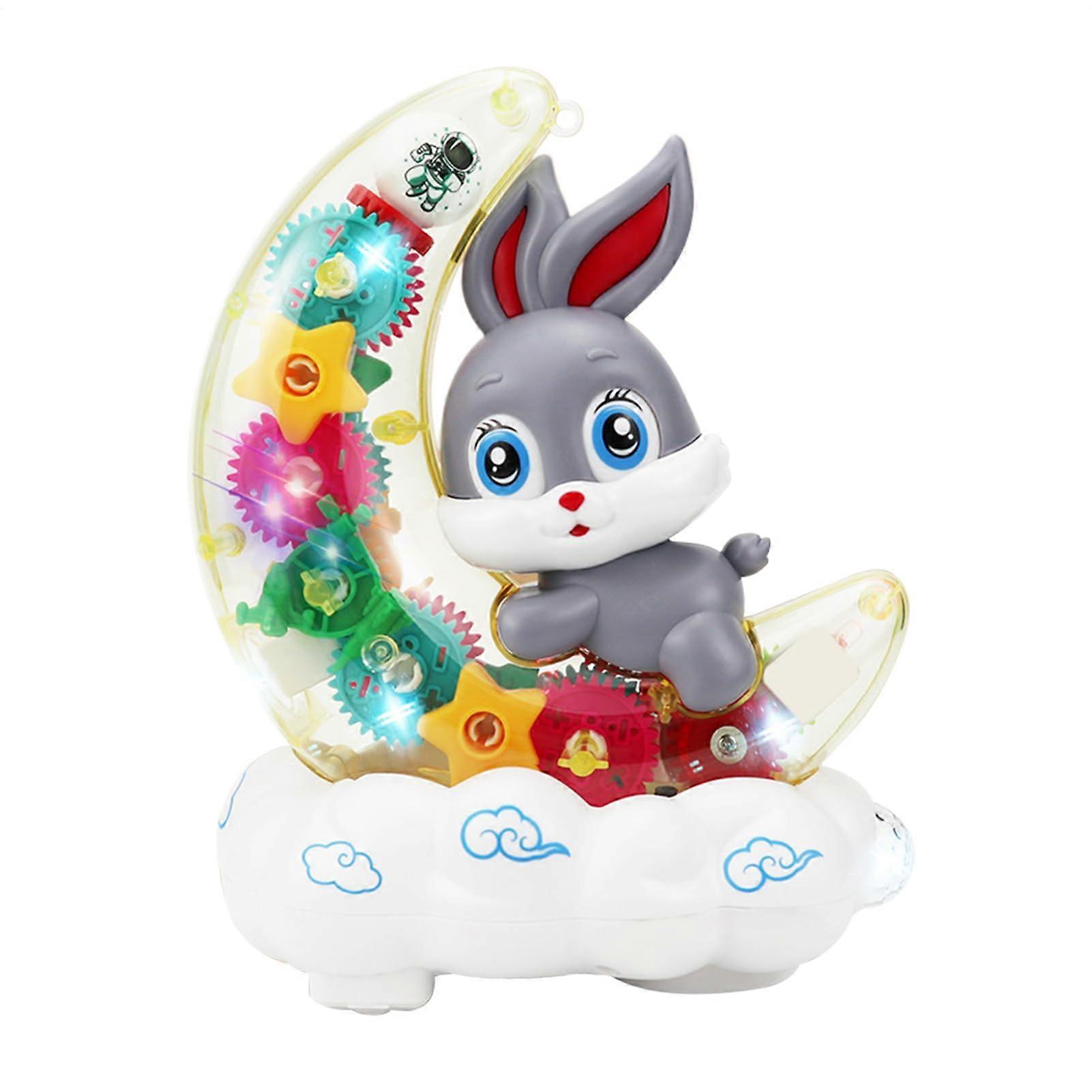 Bunny Car Lighted Toy Vehicle with Music, Transparent Gears, ABS Material, Colorful Indoor Play for Boys and Girls