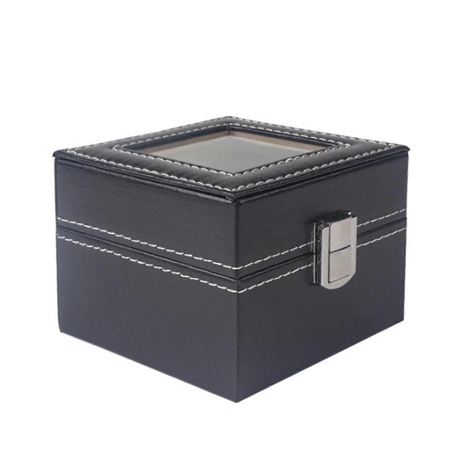 Watch Box with Window Opening for 12 Watches, Black Transparent Lid Display Case, Sturdy Leather Material