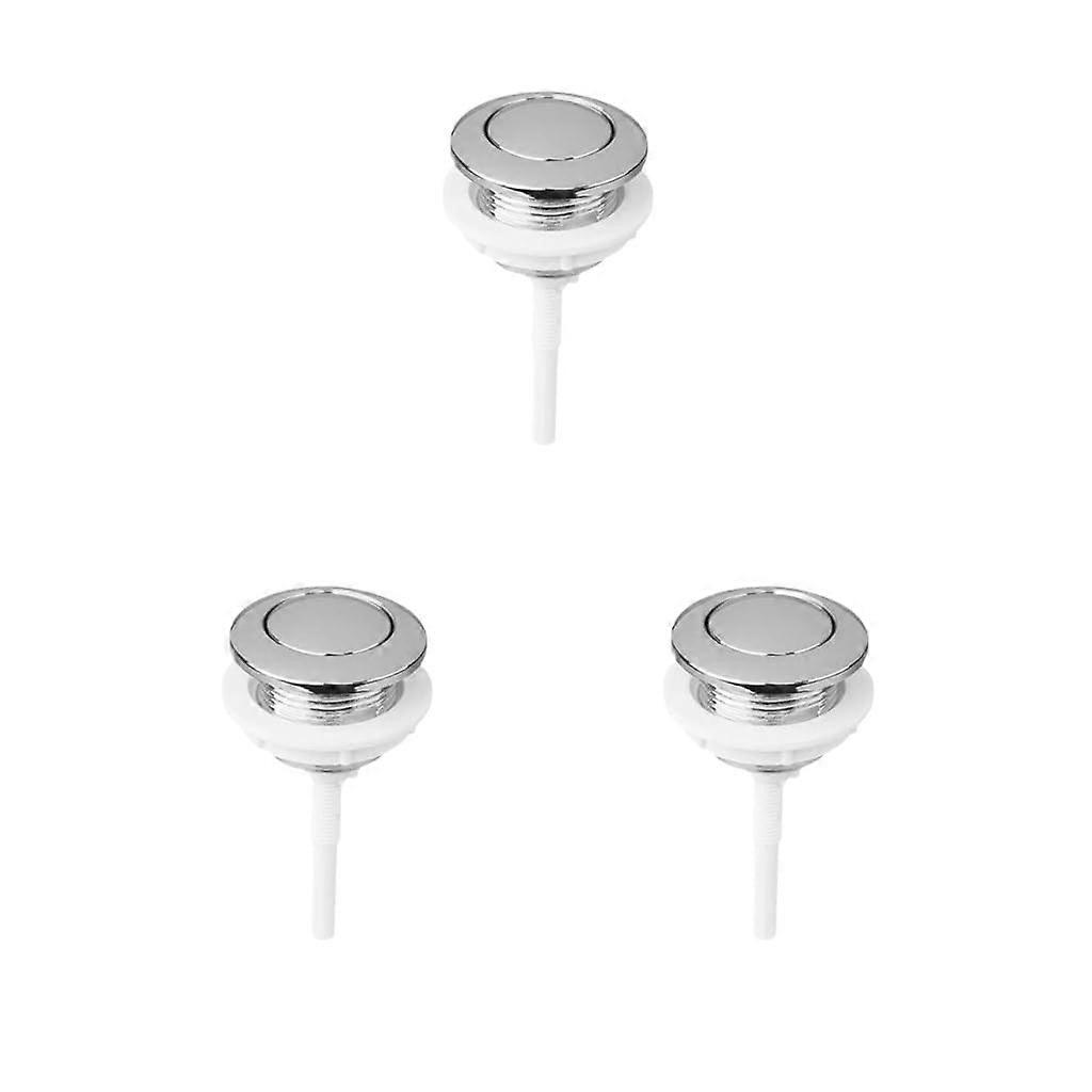 WC flush buttons, 46 mm, single flush, WC push buttons, chrome, replacement set, bathroom WC flush tank, set (3 sets)