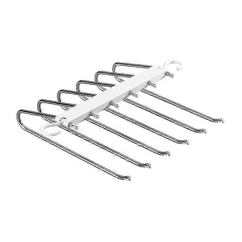 Multifunction Pants Hanger Multiple Multi Magic Hanger Storage Jeans, Trousers, Clothes, Towels Travel Foldable Hanger 2Pcs White