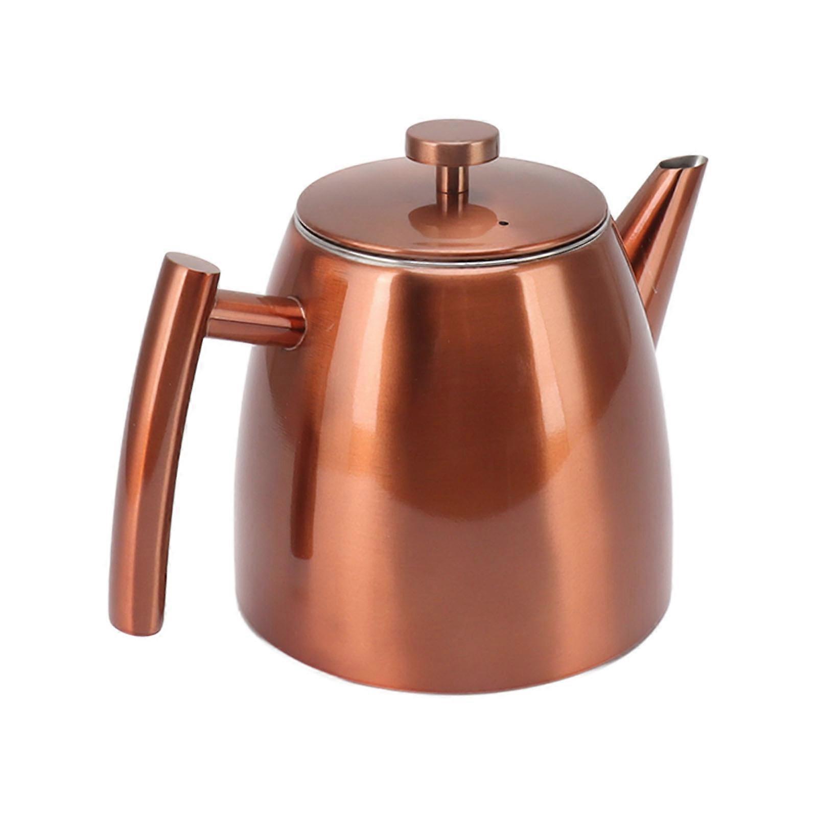 1L 2-layer polished stainless steel teapot, household teapot with built-in lid filter