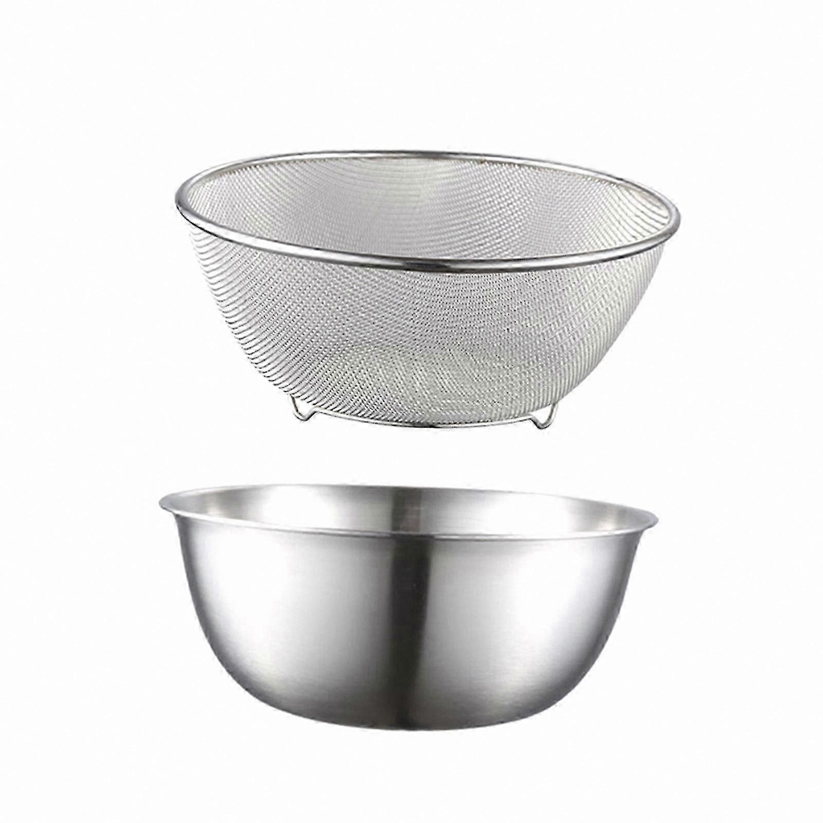 Kitchen Colander and Bowl Combo, 2-Piece Set with Measurement Scale for Washing Fruits and Vegetables