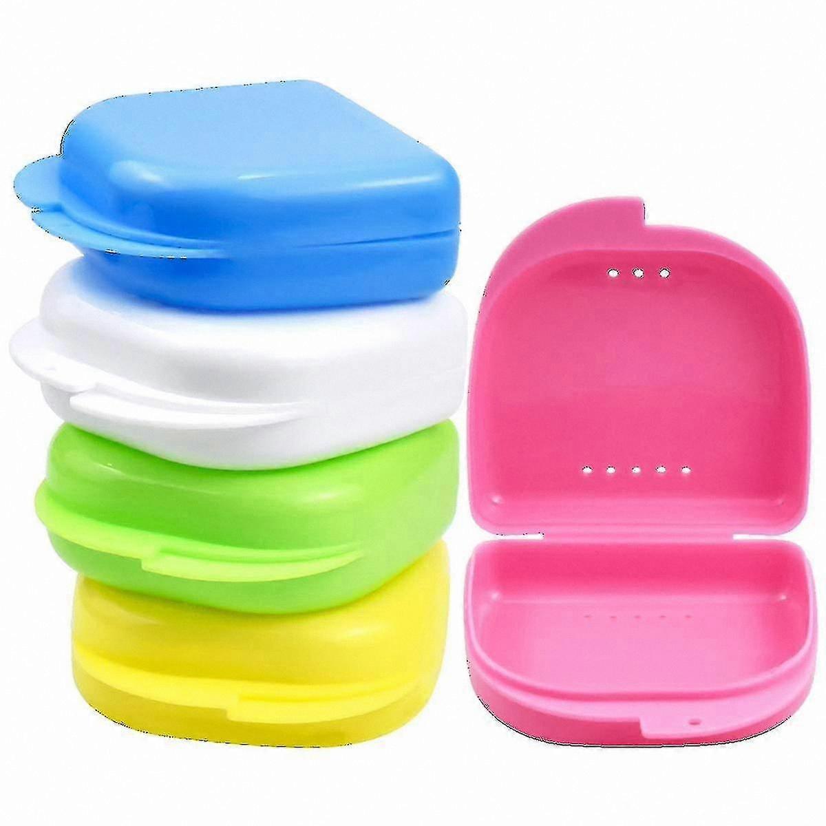 Orthodontic Storage Boxes for Retainers and Mouth Guards - 5 Pack Random Colors