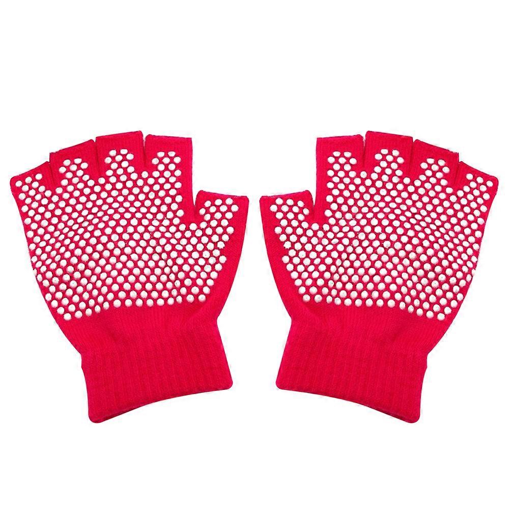 Rosy Nonslip Half Finger Gloves for Sports Made of Cotton Soft Comfortable and Breathable Size Free