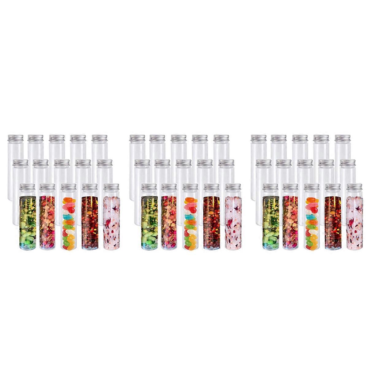 45Pcs 110Ml Plastic Test Tube,Clear Flat Test Tubes,Plastic Test Tubes with Screw Caps for Candy,Bea