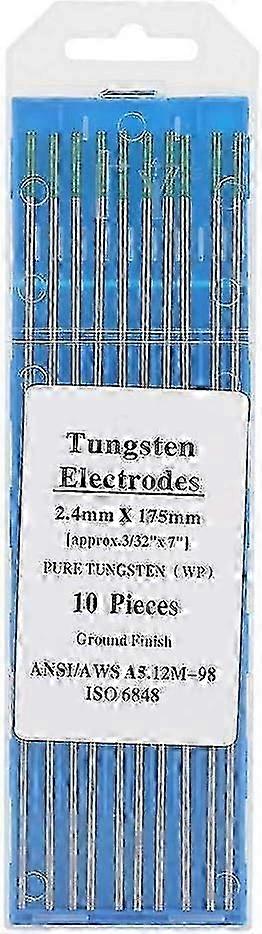 Green tip tungsten electrodes for welding 10pcs pure WP 2.4mm AC