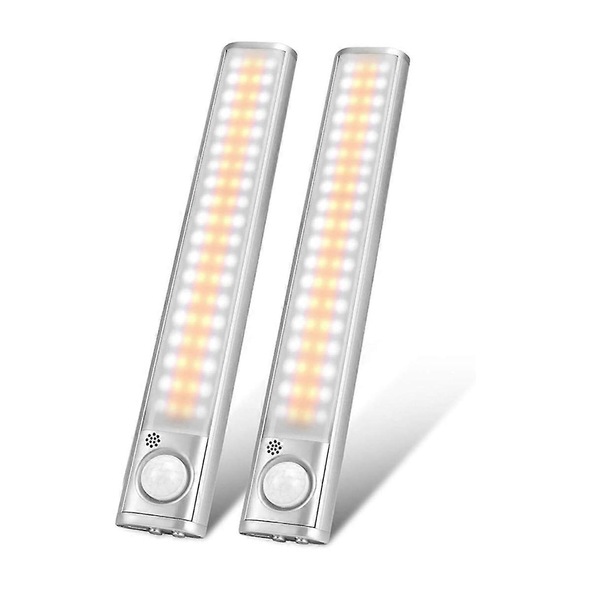 2PCS LED Motion Sensor Cabinet Light,40cm USB Rechargeable 80 LED