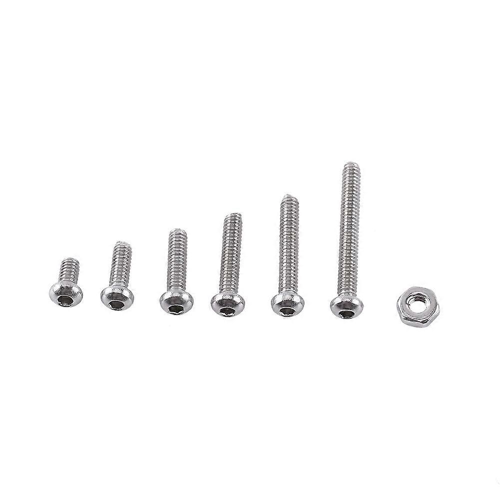 250pcs M2 Hex Socket Screws Bolt With Hex Nuts Assortment A2 Stainless Steel(Button head)