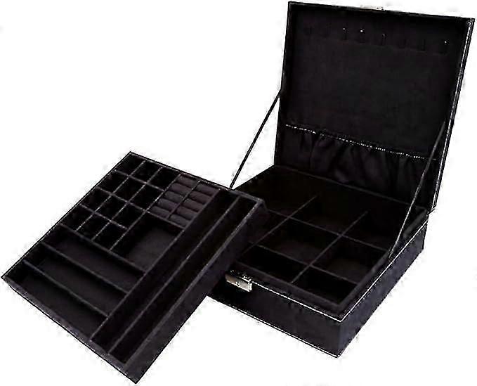 Jewelry box organiser with lock two layer display storage case