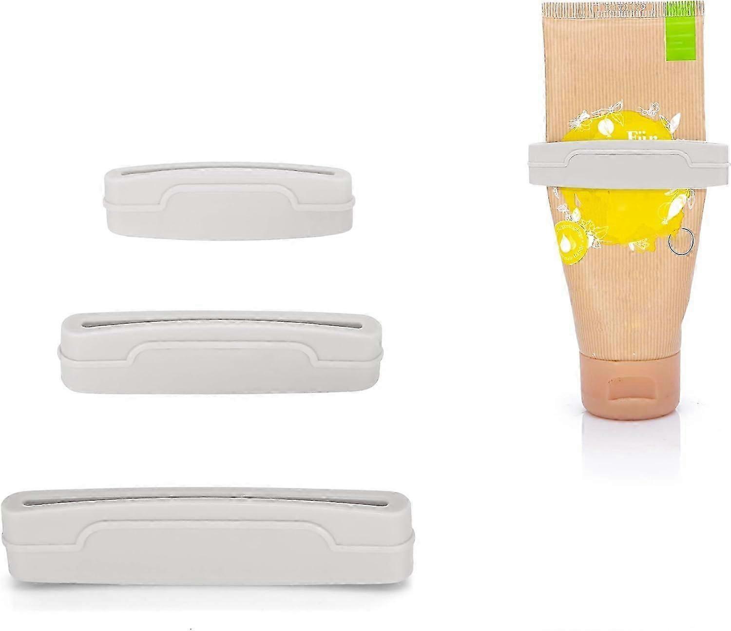Multi-Purpose Tube Squeezer - Set of 3 Anti-Waste Clips - Kitchen | Make Up | Bathroom - Ultra Light & Economical - Size SML - White