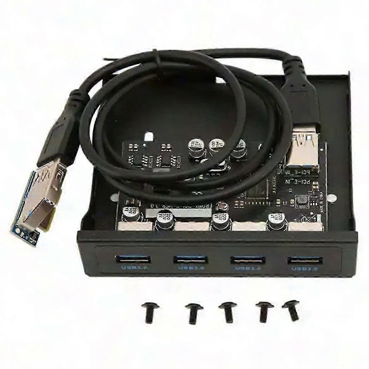 4 Port USB 3.0 PCIe Front Panel Hub for PC - 5Gbps Floppy Drive Bay Adapter