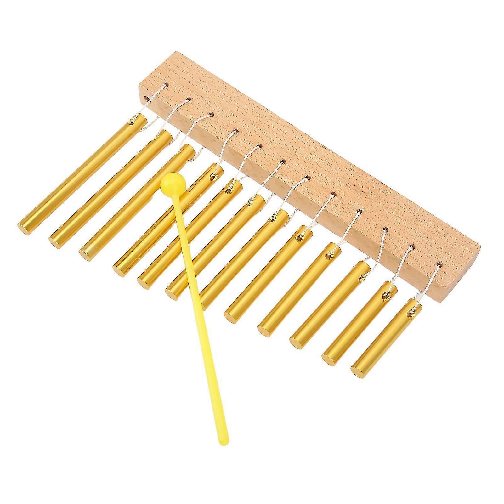 Wind Chime 12 Key Composite Wood Metal Easy Playing Wind Chime Ornament Percussion Instrument Gold