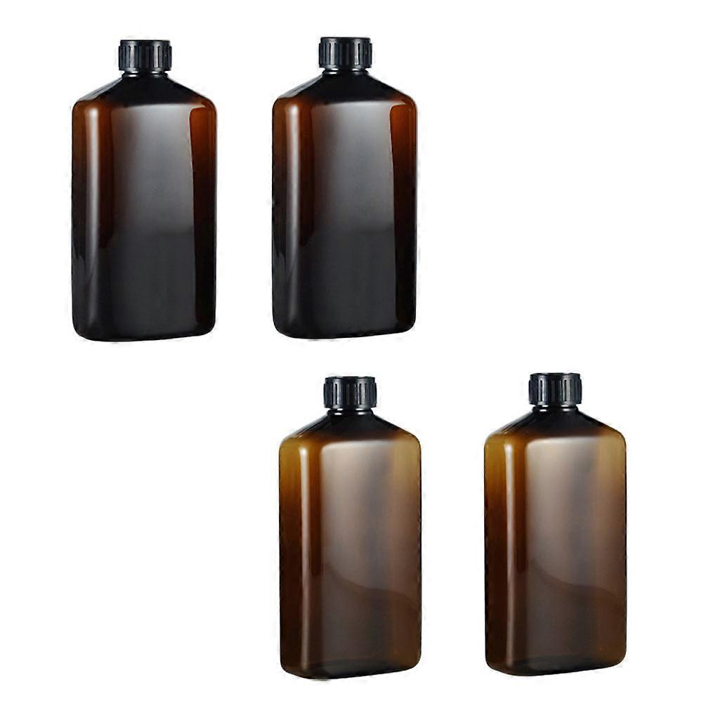 4pcs Brown Plastic Lotion Bottles with Large Ribbed Caps – Durable Sub Containers for Travel, Liquid Storage, and DIY Cosmetic Use