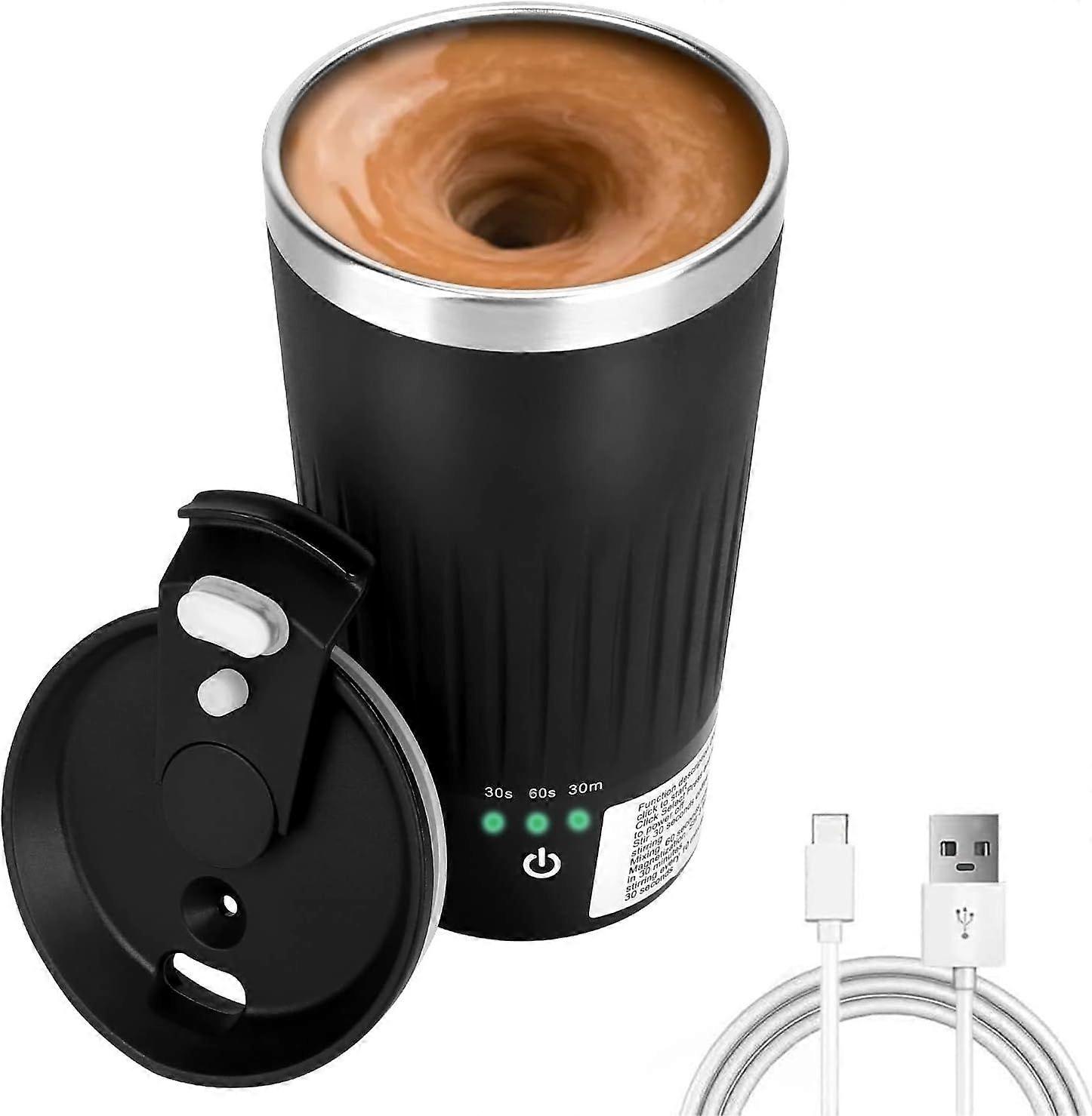 Automatic Stirring Mug, 14 oz Automatic Magnetic Self-Stirring Coffee Mug with 3 Stirring Functions, Travel Mug for Chocolate Mocha(BLACK)