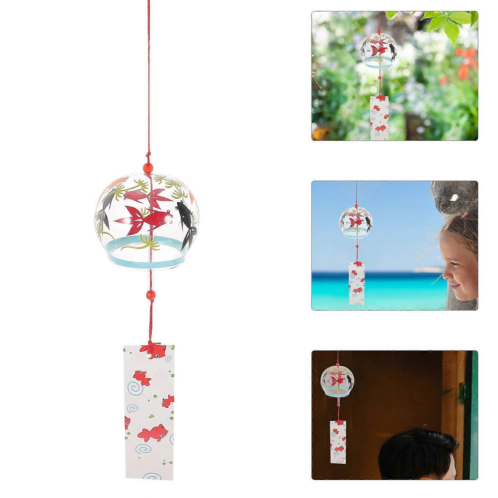 Glass Wind Chimes Japanese-style Wind Chime Simple and Beautiful Label Pendnat Chimes Wind Bells(Pattern 2)