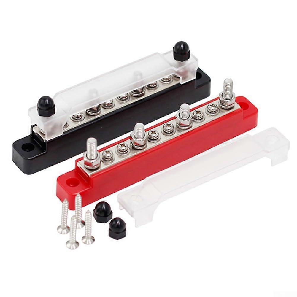 150A Power Distribution Block 12V-48V DC Nickel-Plated Copper Flame-Retardant Base 4x M6 Studs 6x M4 Screws Auto Marine