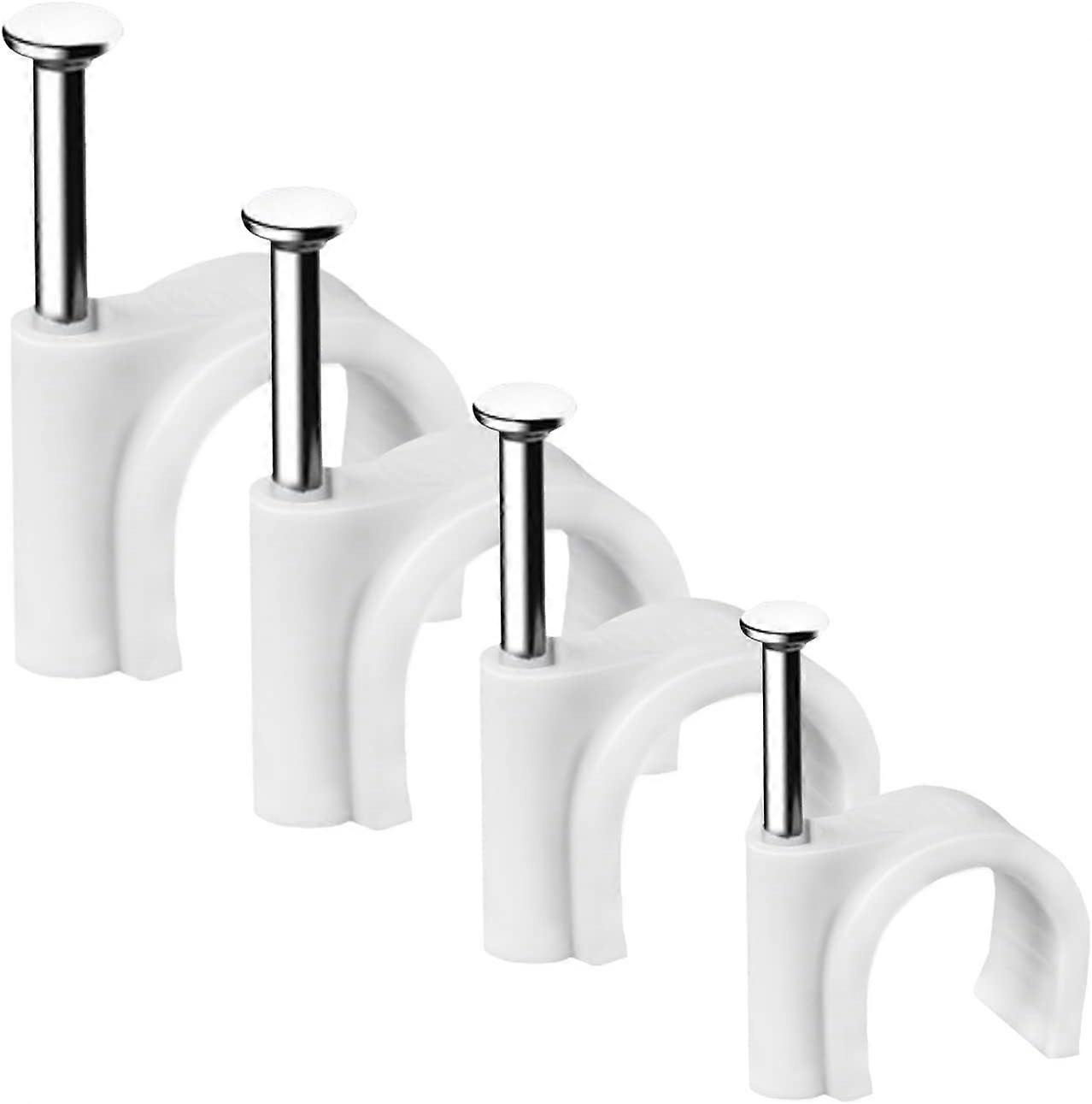 400 Pcs Cable Clips, Solid Round White 4 Sizes 4mm, 6mm, 8mm, 10mm Cable Tidy