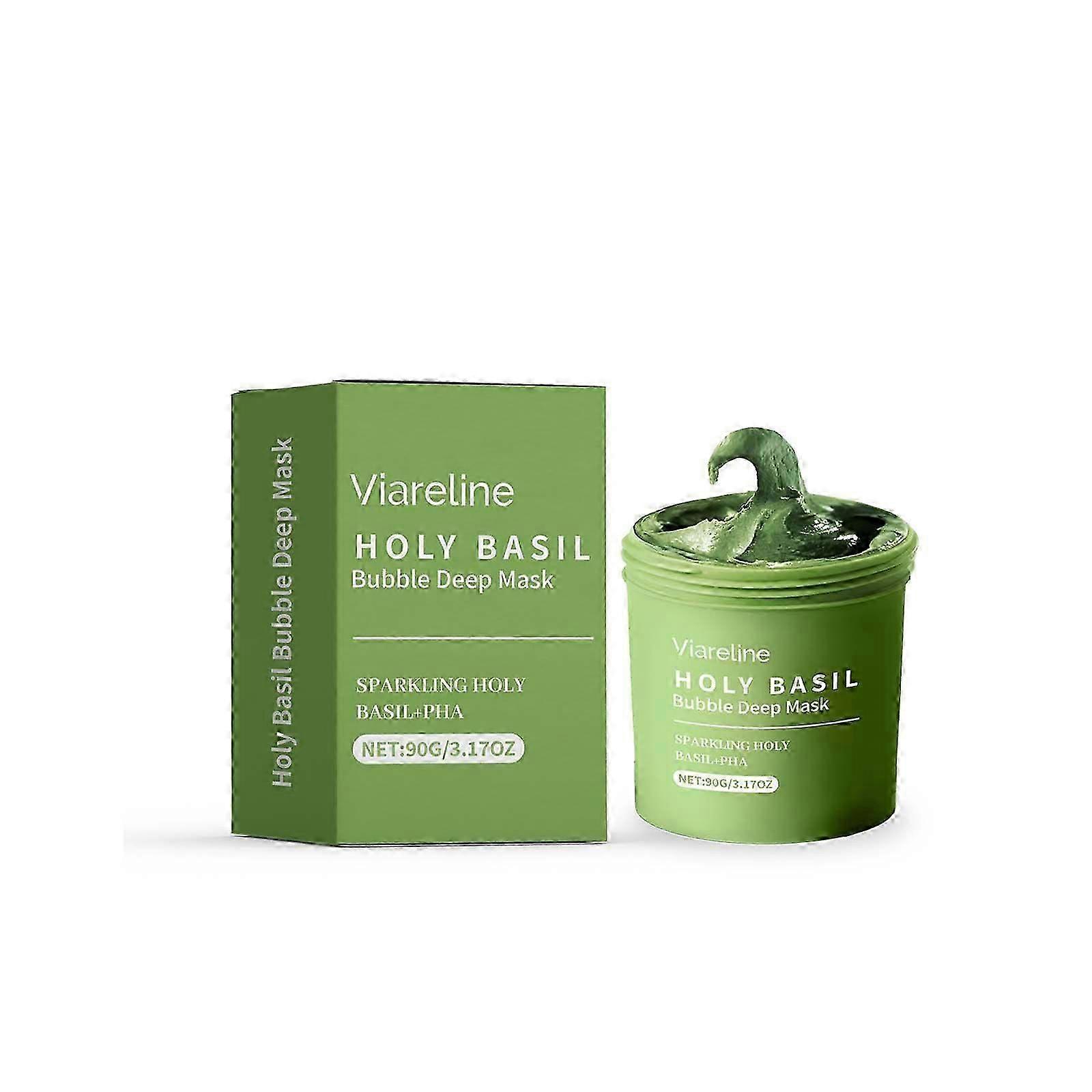 Holy Basil Bubble Deep Mask Holy Basil & Carbonated Water for Cleansing Pores & Blackheads, Clay to Bubble Wash-Off Pack