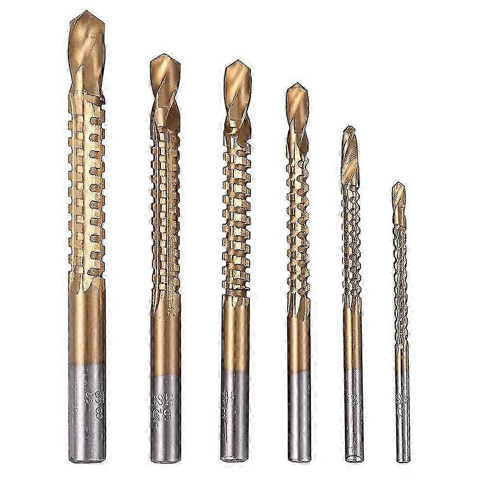 6pcs Titanium Drill Saw Bit Set, Hss Serrated Bit Hole Drilling, 3-8mm Carpenter Hacksaw Drill Bits (tangling)
