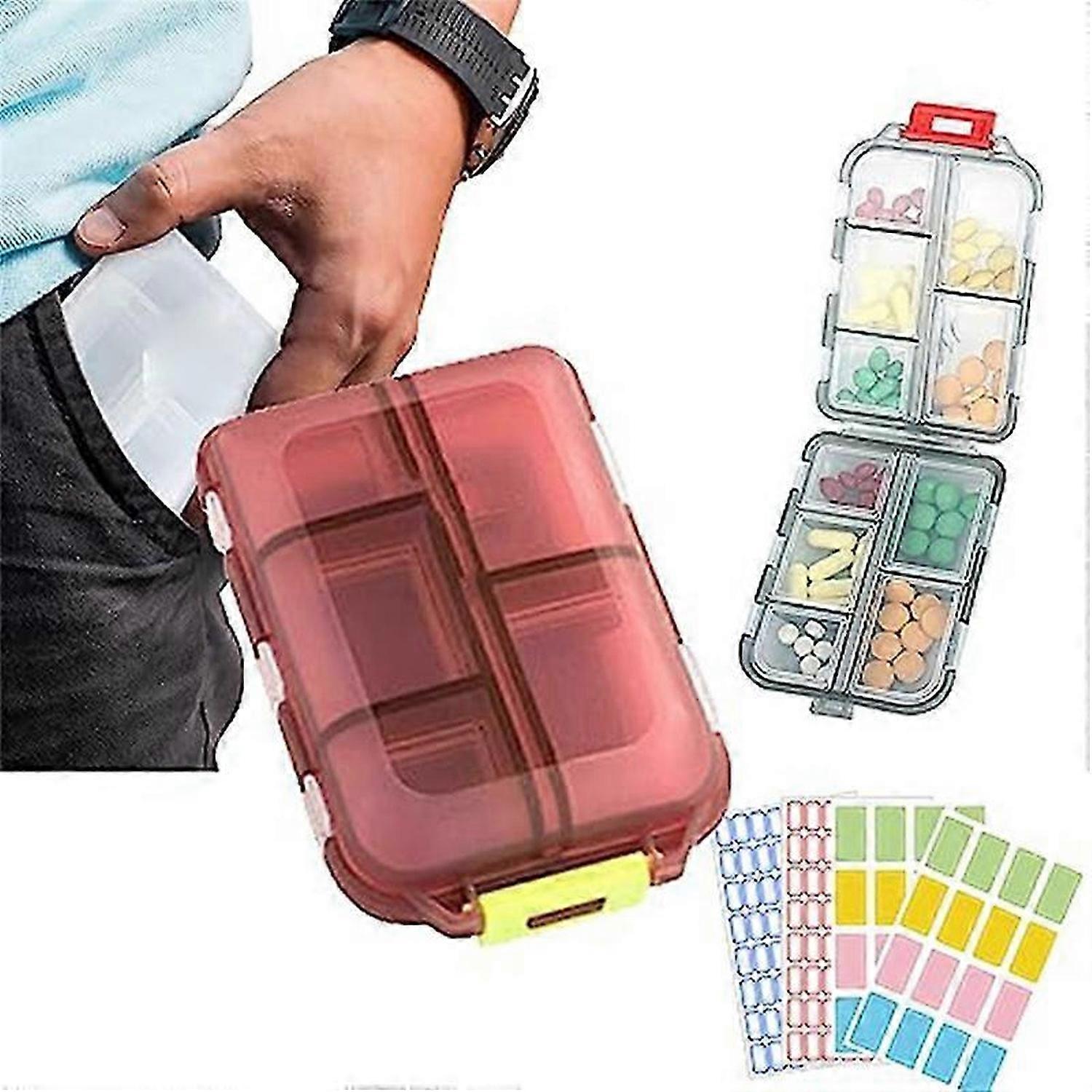 Med Wallet Pills with Labels, Pill Organizer, Med Wallet Pill Case, D