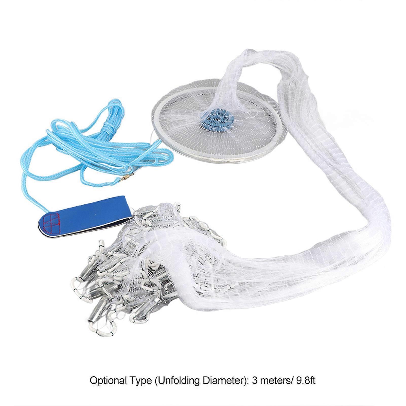 Portable Durable 3m Hand Throw Fish Mesh Net Trap Fishing Tool