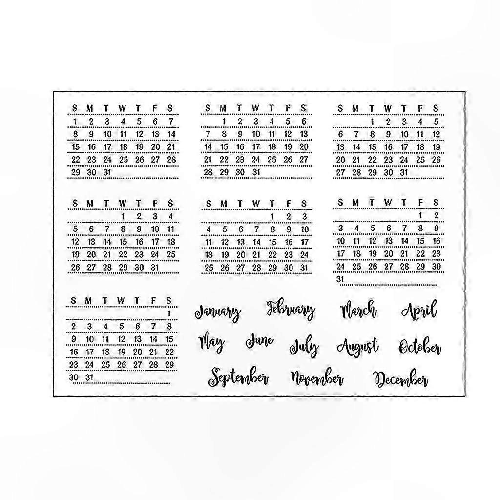 Silicone Calendar Stamp with Transparent Background for Weekly and Monthly Patterns