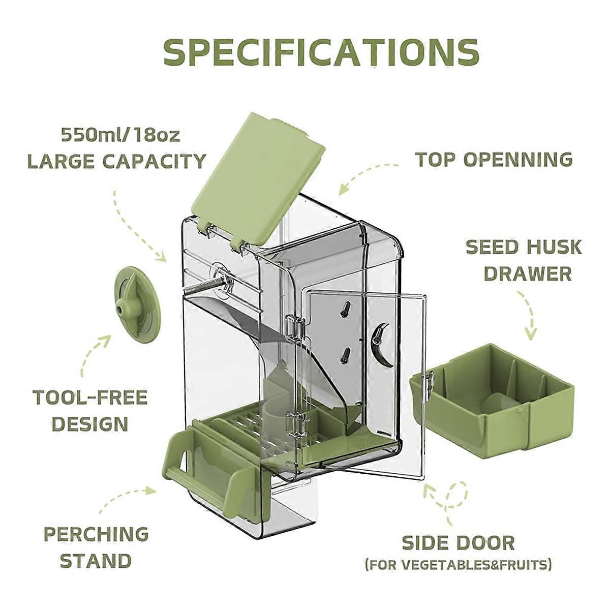 Automatic Bird Feeder, Bird Cage Feeder with Perch Multi-Functional Holder for Fruits Vegetables for Parakeet