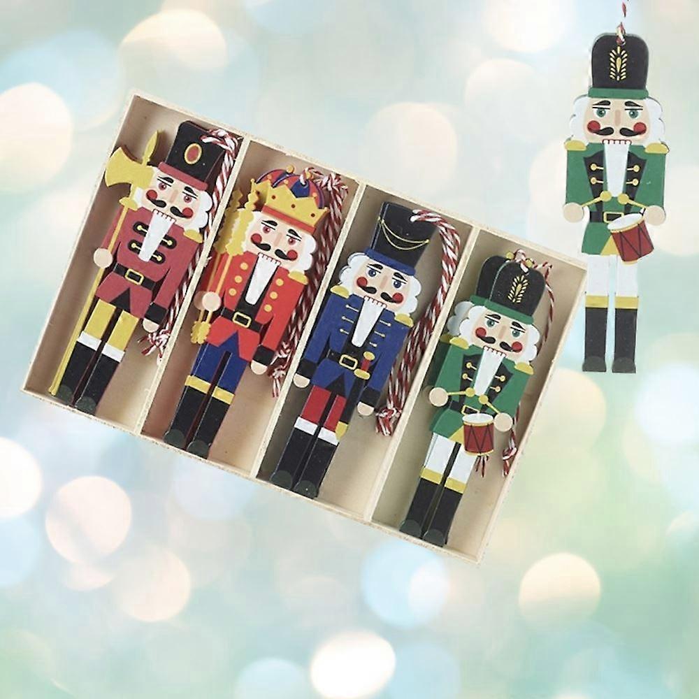 Wooden Christmas Nutcracker Soldier Hanging Tree Decorations x 12