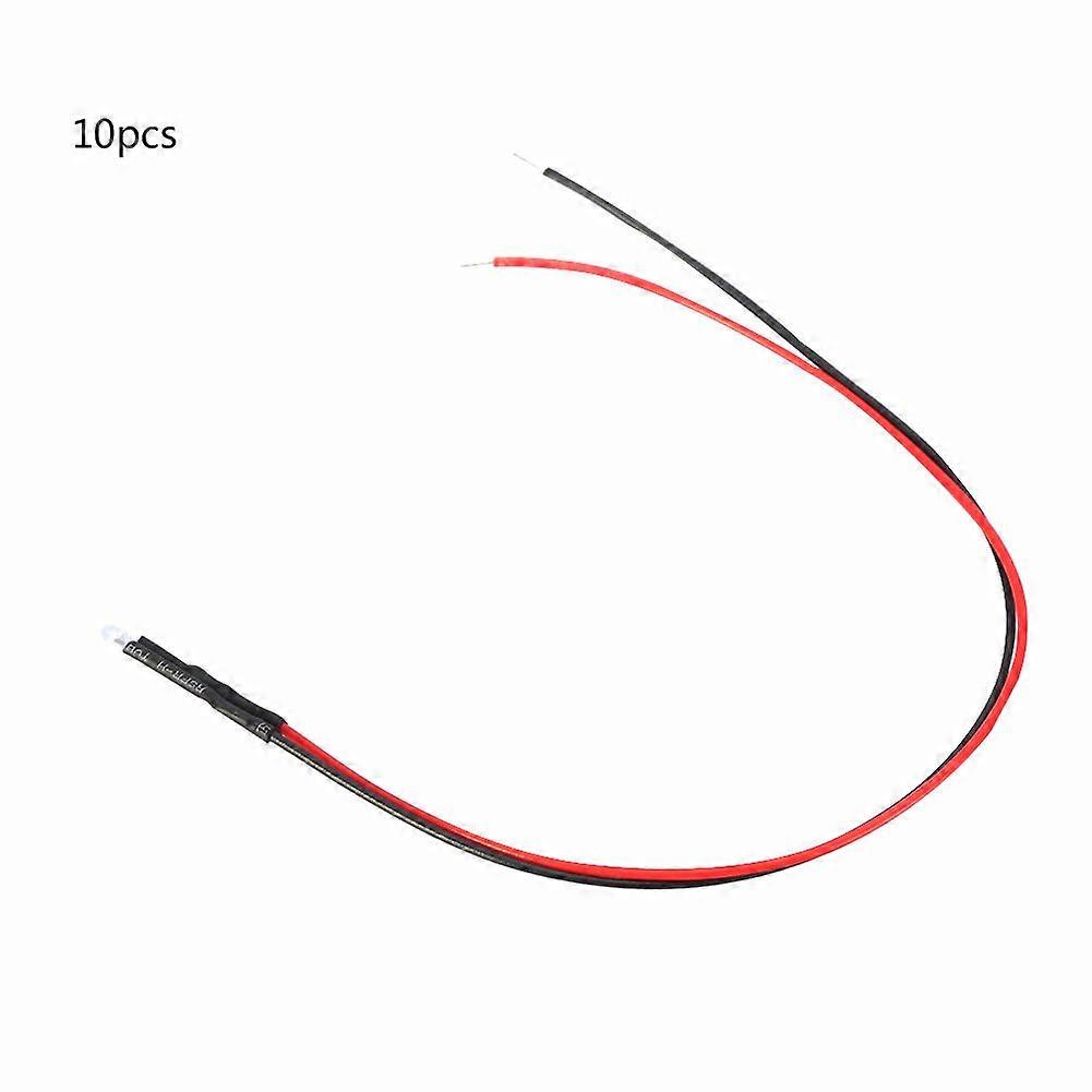 10pcs 12v 3mm LED Light emitting Diode Wired Multicolor LED Light Cable 20cm 0.06W(Red)