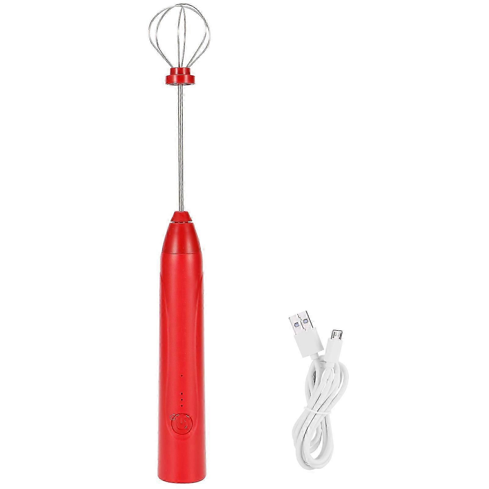 Battery-Powered Handheld Drink Mixer, Stainless Steel Whisk for Coffee, Portable Mini Frother for Lattes, Versatile Mixer for Matcha and Shakes, Red