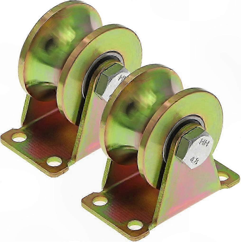 Pair of 50mm U-Groove Track Rollers for Sliding Gates, Industrial Inverted Rail Wheel Set