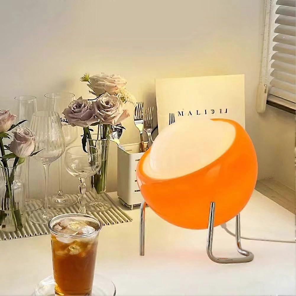 Round Table Lamp LED Dimmable 3Color Temperature With Switch Orange Bedside Lamp Modern Design Bedroom Decor