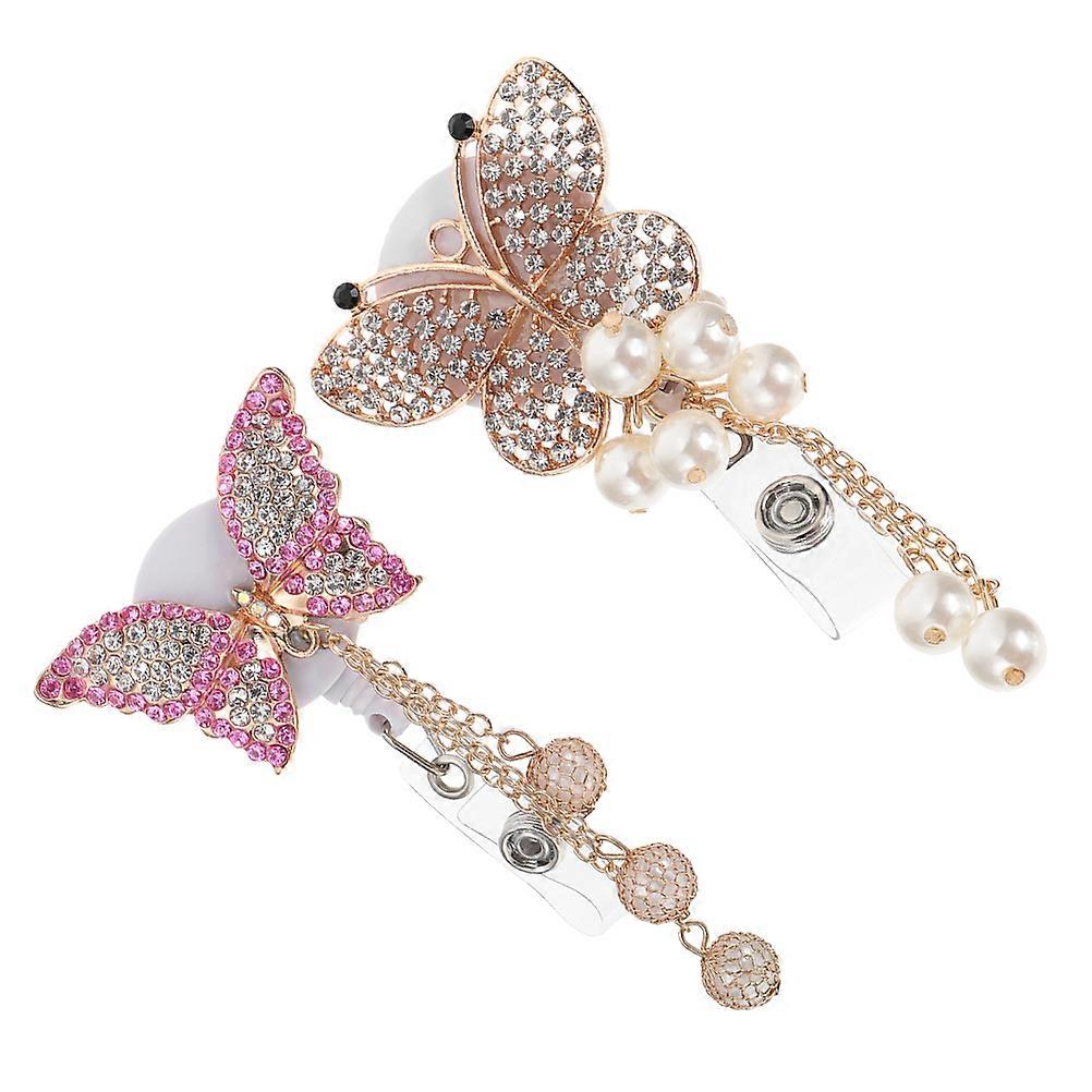 Butterfly Portable Badge Holder Multi-Function Decorative Badge Clip 2Pcs